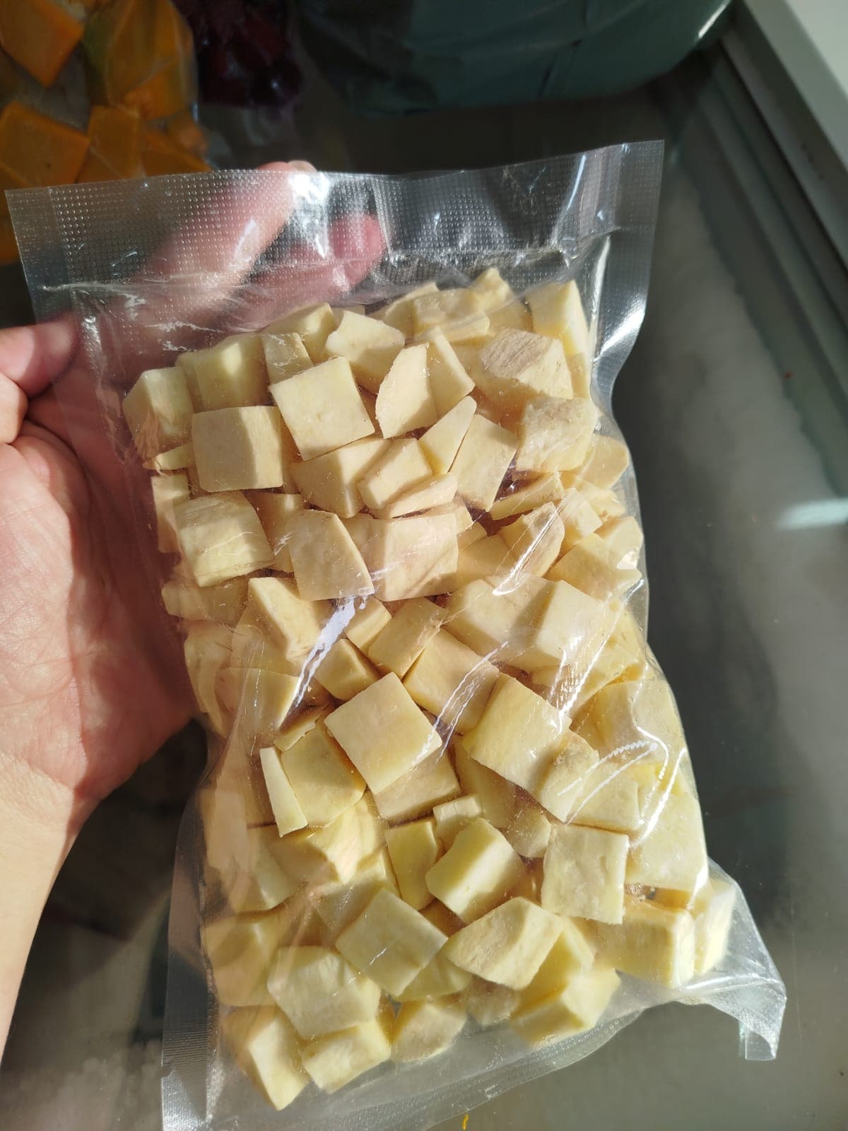 Batata doce em cubos