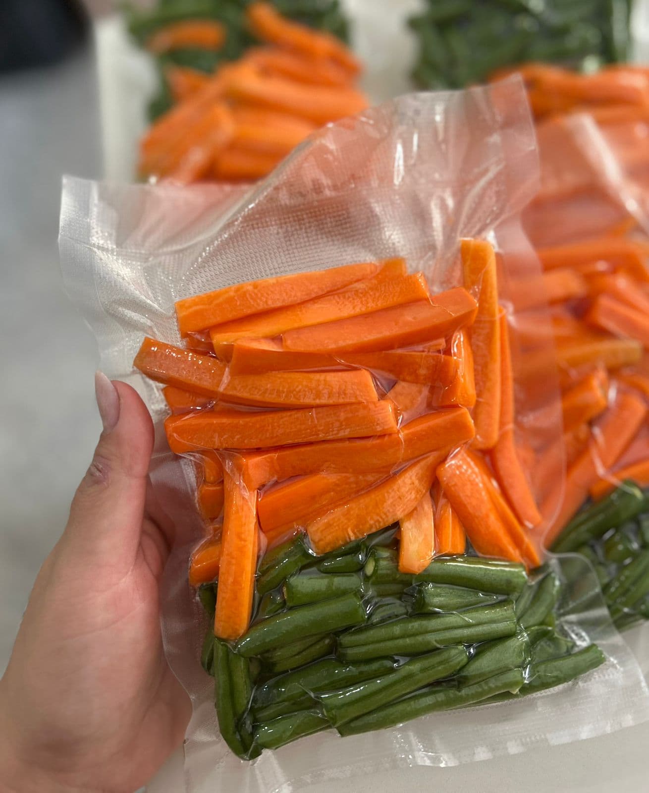 Cenoura e vagem em palito